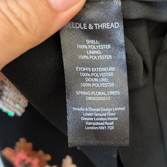 Needle & Thread Floral Embellished Beaded Long Sleeve Black Dress | 2 - Picture 11 of 14